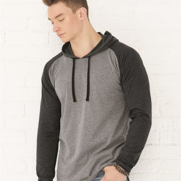 Men's Fine Jersey Hooded Long Sleeve Raglan T-Shirt Thumbnail