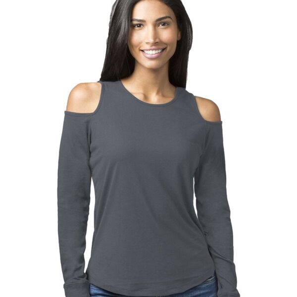 Women's Cold Shoulder Long Sleeve T-Shirt Thumbnail